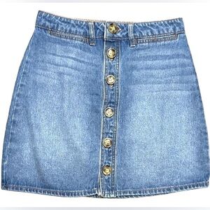 Harper Heritage Denim Mini Skirt Button Front Short Pencil Skirt Small
